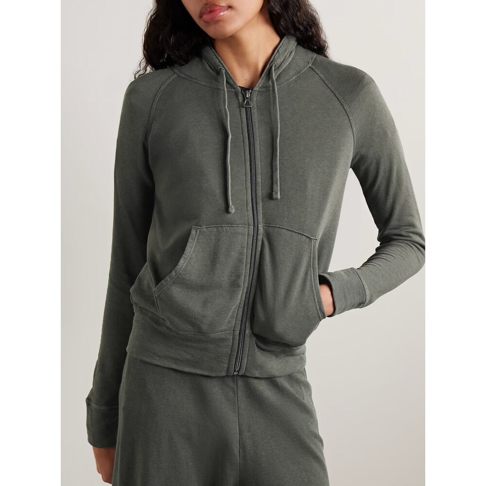 James Perse Vintage French Terry Zip Up Hoodie in Old Whiskey Pigment